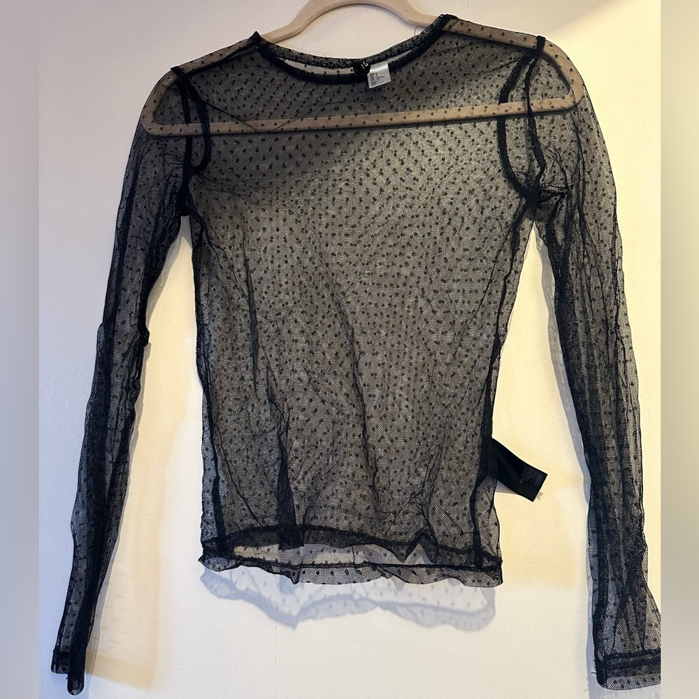 H&M Black sheer women's long sleeve top